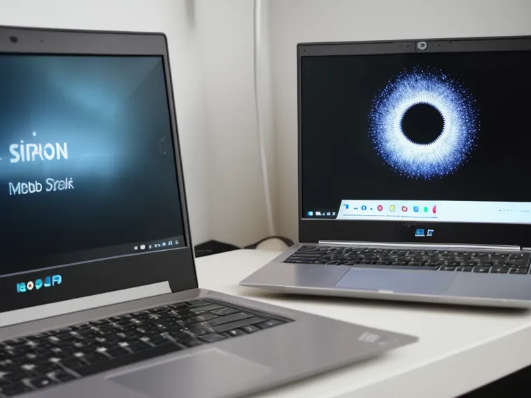 Laptop-Bildschirm mit Vorher-Nachher Vergleich eines deutschen Satzes.