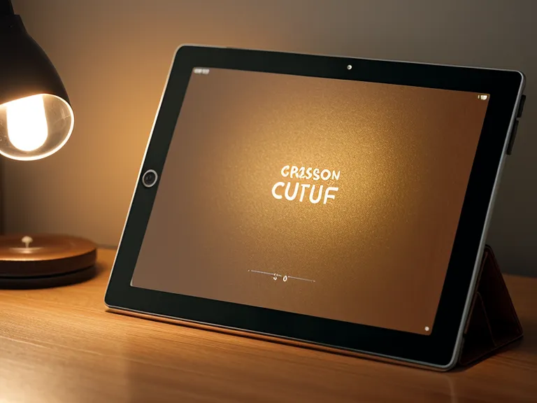 Tablet zeigt den lexosophie Schreibkurs auf einem Holztisch.