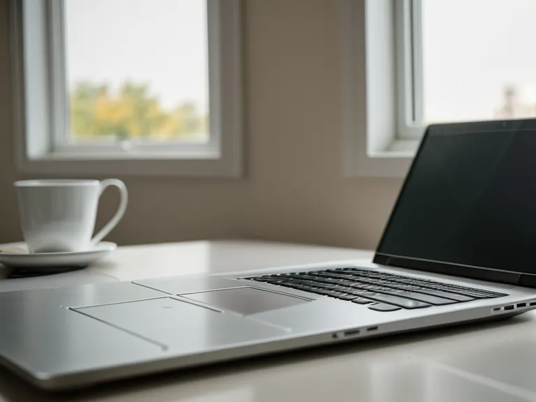 Freelancerin schreibt konzentriert am Laptop im Homeoffice mit persönlicher Atmosphäre im Hintergrund.